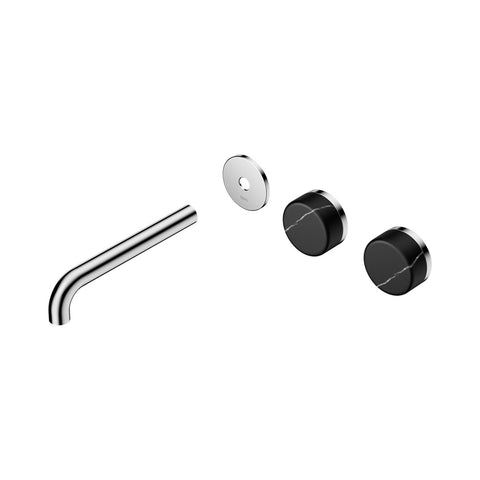 Nero Serenity Wall Basin Set 185mm Offset Spout Trim Kit Only Marquina Black Handle Chrome 24D114CH
