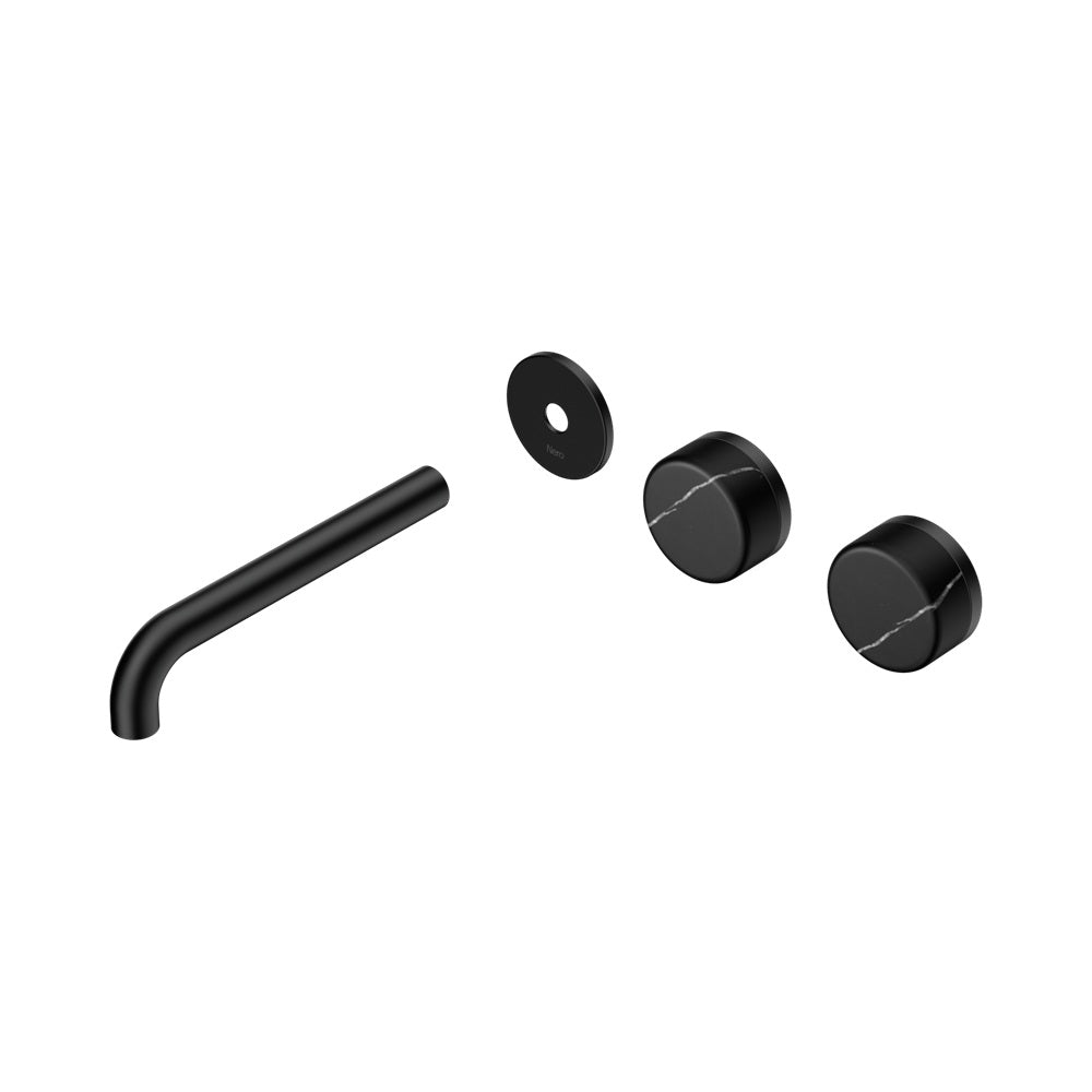 Nero Serenity Wall Basin Set 185mm Offset Spout Trim Kit Only Marquina Black Handle Matte Black 24D114MB