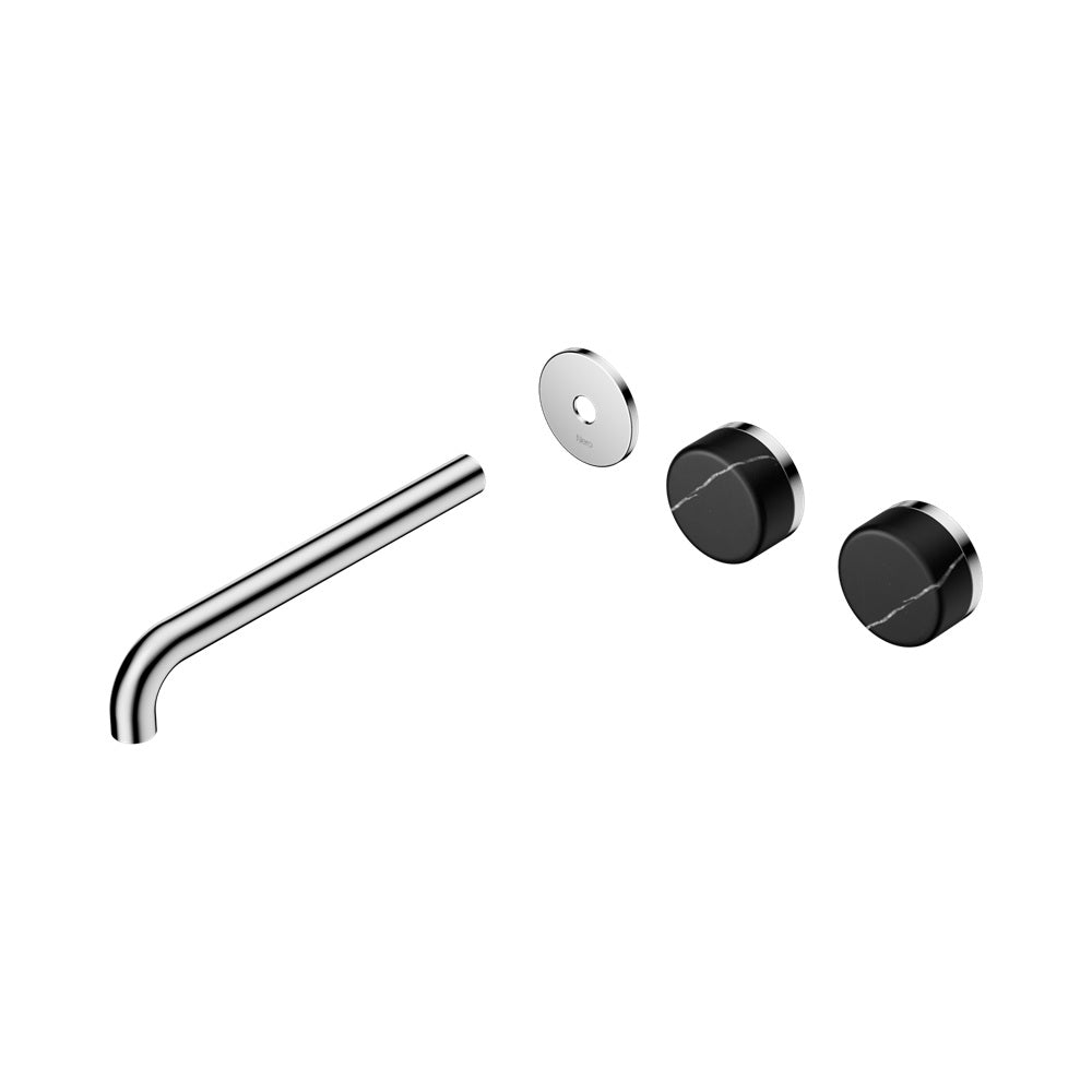 Nero Serenity Wall Basin Set 220mm Offset Spout Trim Kit Only Marquina Black Handle Chrome 24D115CH