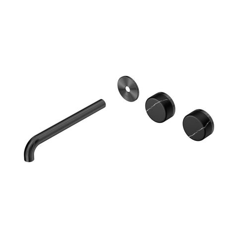 Nero Serenity Wall Basin Set 220mm Offset Spout Trim Kit Only Marquina Black Handle Gunmetal 24D115GM