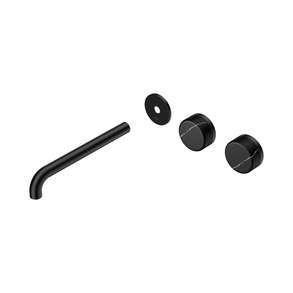 Nero Serenity Wall Basin Set 220mm Offset Spout Trim Kit Only Marquina Black Handle Matte Black 24D115MB