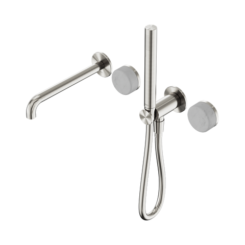 Nero Serenity Progressive Shower System 220mm Spout Slim Shower Trim Kit Only Carrara Handle Brushed Nickel 24E079BN