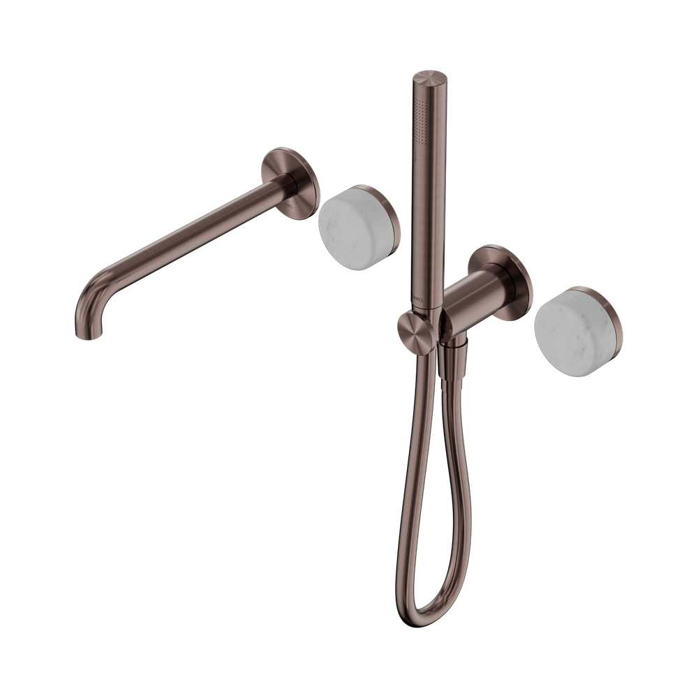 Nero Serenity Progressive Shower System 220mm Spout Slim Shower Trim Kit Only Carrara Handle Brushed Bronze 24E079BZ