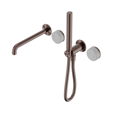 Nero Serenity Progressive Shower System 220mm Spout Slim Shower Trim Kit Only Carrara Handle Brushed Bronze 24E079BZ