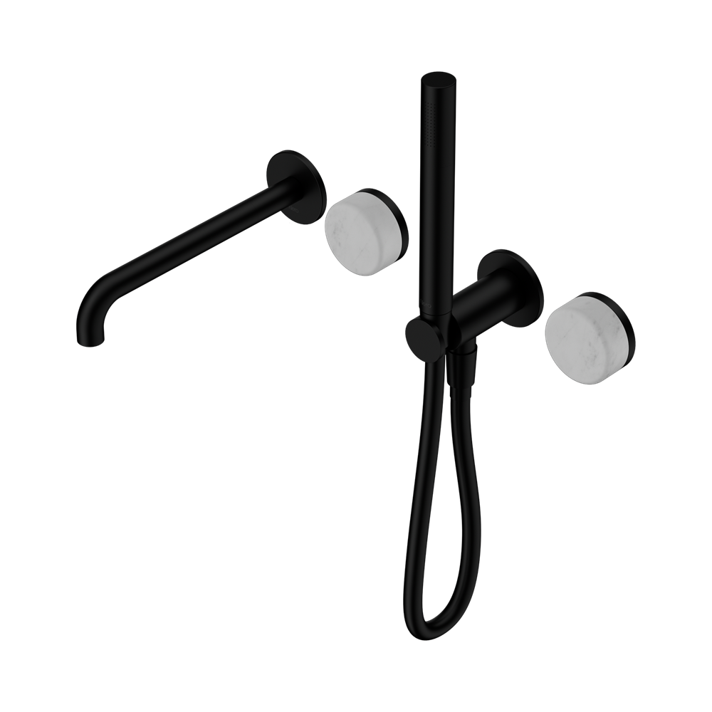 Nero Serenity Progressive Shower System 220mm Spout Slim Shower Trim Kit Only Carrara Handle Matte Black 24E079MB