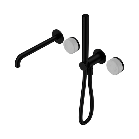 Nero Serenity Progressive Shower System 220mm Spout Slim Shower Trim Kit Only Carrara Handle Matte Black 24E079MB