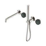 Nero Serenity Progressive Shower System 220mm Spout Slim Shower Trim Kit Only Verde Alpi Handle Brushed Nickel 24E080BN