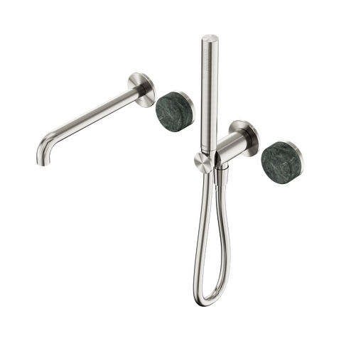 Nero Serenity Progressive Shower System 220mm Spout Slim Shower Trim Kit Only Verde Alpi Handle Brushed Nickel 24E080BN