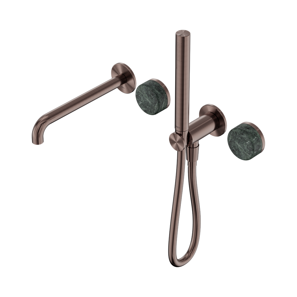 Nero Serenity Progressive Shower System 220mm Spout Slim Shower Trim Kit Only Verde Alpi Handle Brushed Bronze 24E080BZ