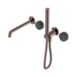Nero Serenity Progressive Shower System 220mm Spout Slim Shower Trim Kit Only Verde Alpi Handle Brushed Bronze 24E080BZ