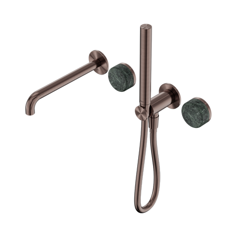 Nero Serenity Progressive Shower System 220mm Spout Slim Shower Trim Kit Only Verde Alpi Handle Brushed Bronze 24E080BZ