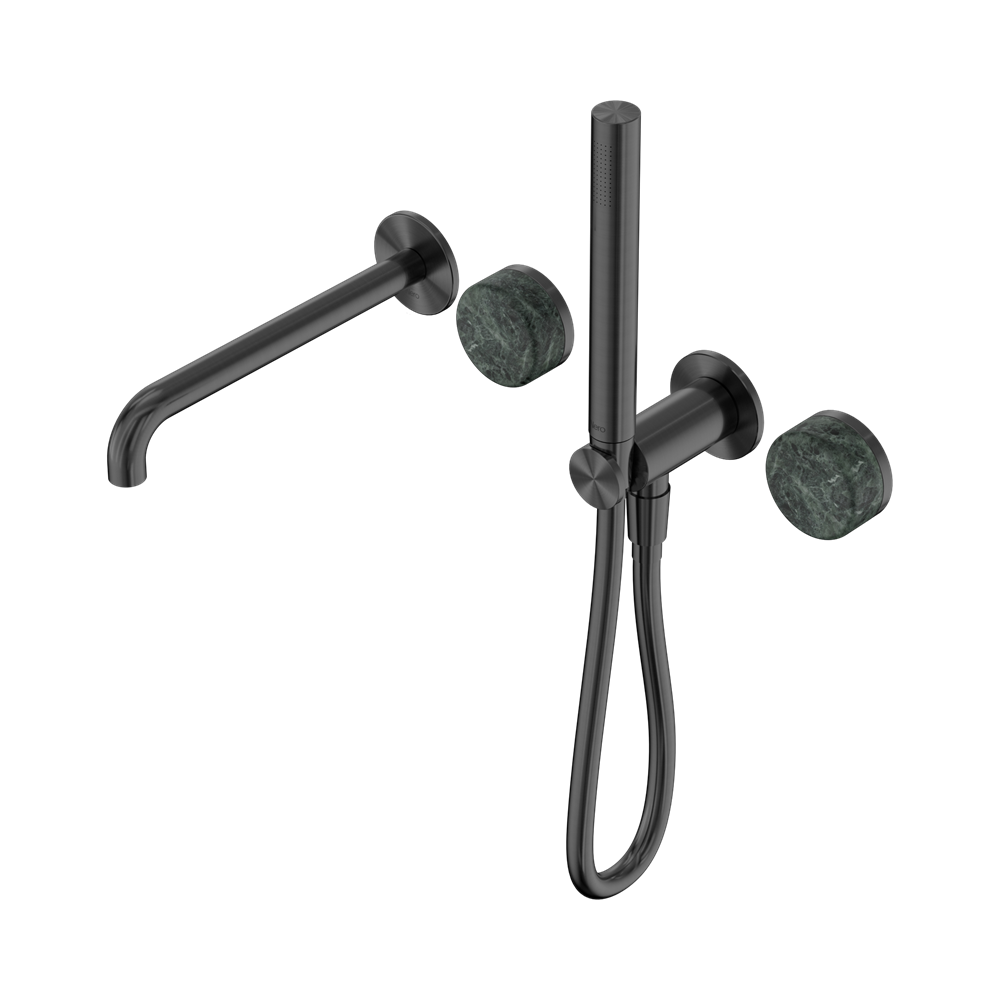 Nero Serenity Progressive Shower System 220mm Spout Slim Shower Trim Kit Only Verde Alpi Handle Gunmetal 24E080GM