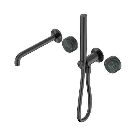 Nero Serenity Progressive Shower System 220mm Spout Slim Shower Trim Kit Only Verde Alpi Handle Gunmetal 24E080GM