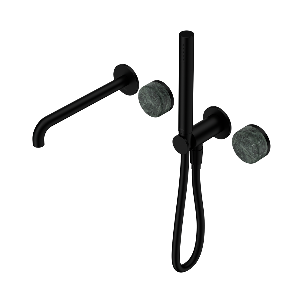 Nero Serenity Progressive Shower System 220mm Spout Slim Shower Trim Kit Only Verde Alpi Handle Matte Black 24E080MB