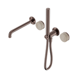 Nero Serenity Progressive Shower System 220mm Spout Slim Shower Trim Kit Only Rome Travertine Handle Brushed Bronze 24E081BZ
