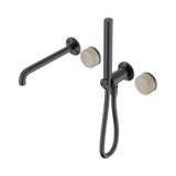 Nero Serenity Progressive Shower System 220mm Spout Slim Shower Trim Kit Only Rome Travertine Handle Gunmetal 24E081GM