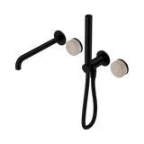 Nero Serenity Progressive Shower System 220mm Spout Slim Shower Trim Kit Only Rome Travertine Handle Matte Black 24E081MB