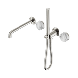 Nero Serenity Progressive Shower System 220mm Spout Slim Shower Trim Kit Only Arabescato Corchia Handle Brushed Nickel 24E082BN