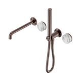 Nero Serenity Progressive Shower System 220mm Spout Slim Shower Trim Kit Only Arabescato Corchia Handle Brushed Bronze 24E082BZ