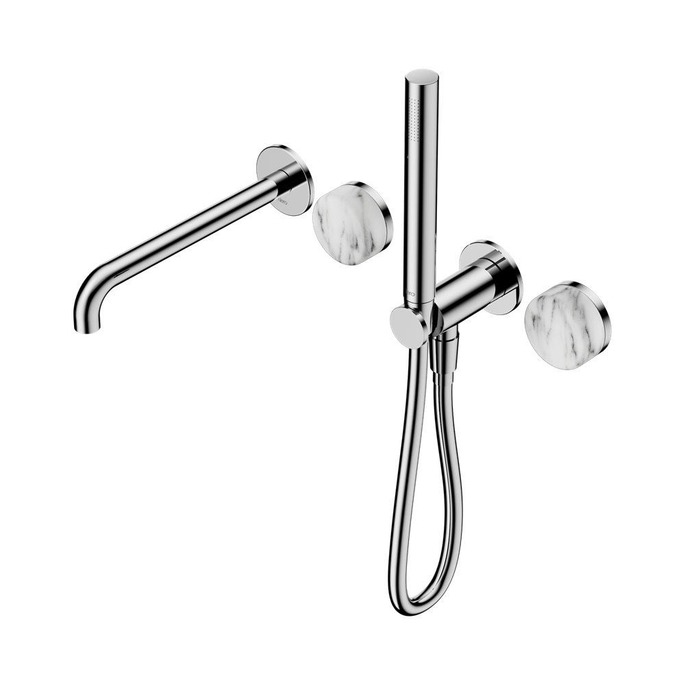 Nero Serenity Progressive Shower System 220mm Spout Slim Shower Trim Kit Only Arabescato Corchia Handle Chrome 24E082CH