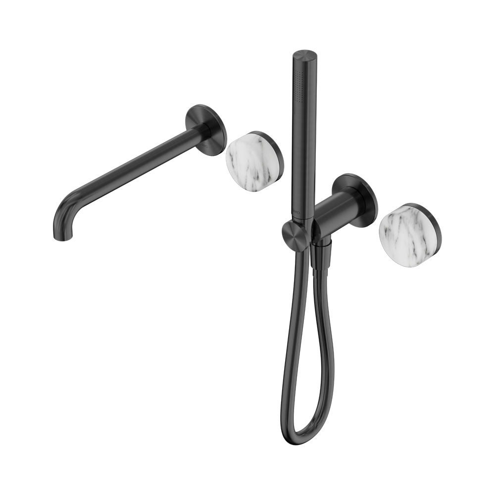 Nero Serenity Progressive Shower System 220mm Spout Slim Shower Trim Kit Only Arabescato Corchia Handle Gunmetal 24E082GM