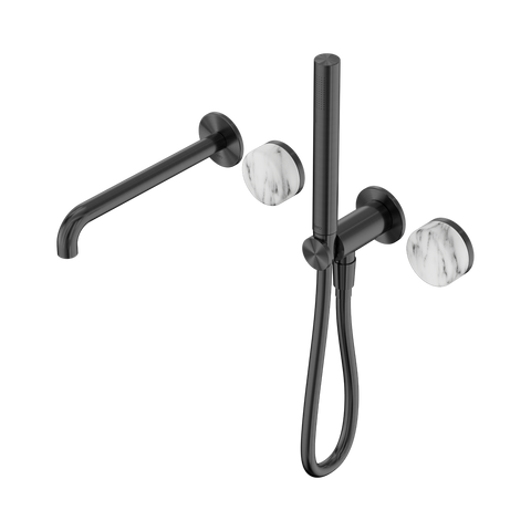 Nero Serenity Progressive Shower System 220mm Spout Slim Shower Trim Kit Only Arabescato Corchia Handle Gunmetal 24E082GM