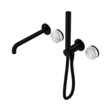 Nero Serenity Progressive Shower System 220mm Spout Slim Shower Trim Kit Only Arabescato Corchia Handle Matte Black 24E082MB