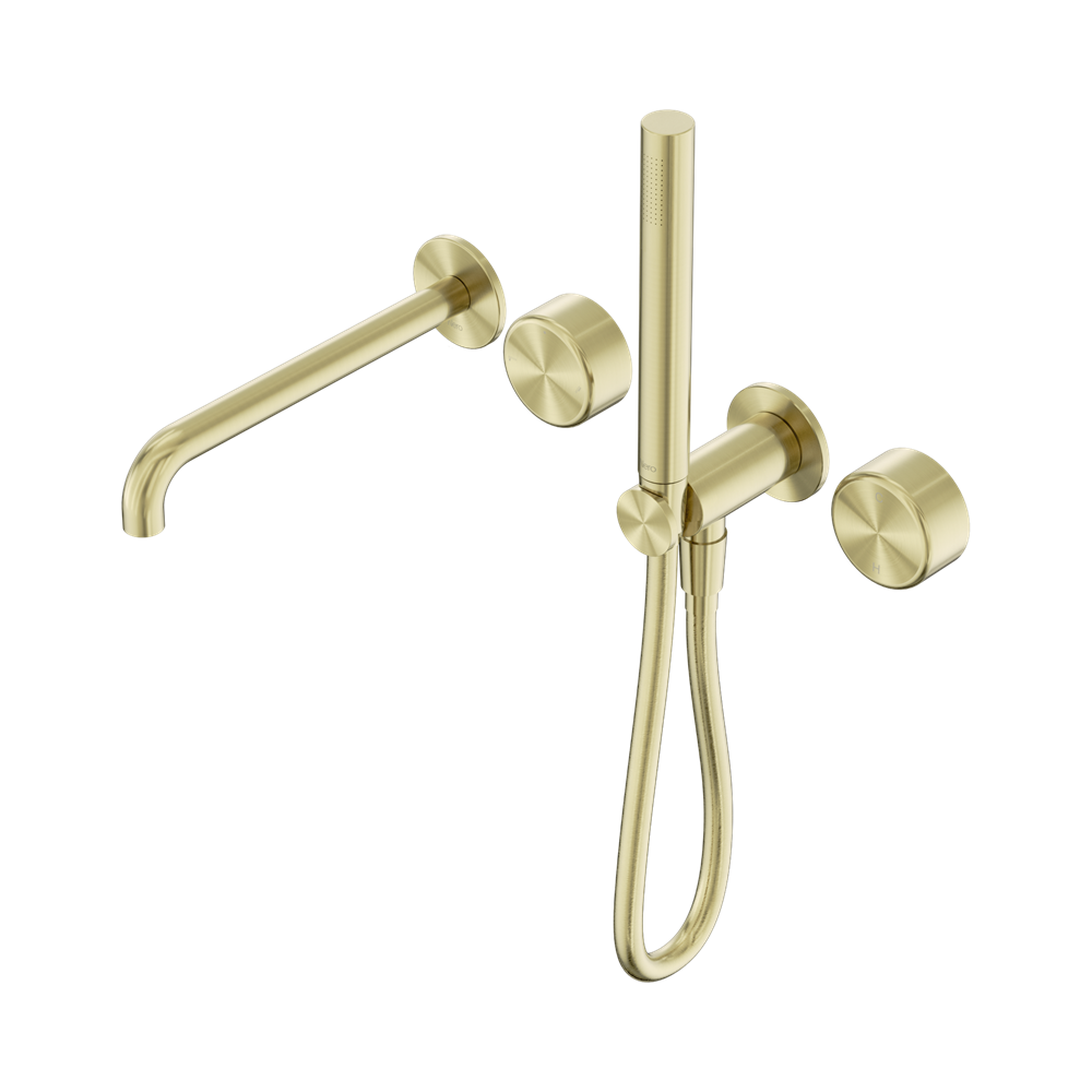 Nero Serenity Progressive Shower System 220mm Spout Slim Shower Trim Kit Only Metal Handle Brushed Gold 24E084BG