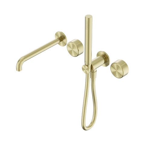 Nero Serenity Progressive Shower System 220mm Spout Slim Shower Trim Kit Only Metal Handle Brushed Gold 24E084BG