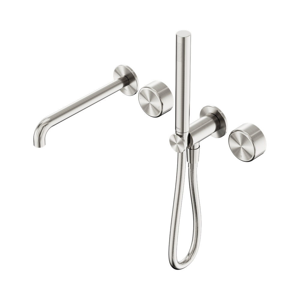 Nero Serenity Progressive Shower System 220mm Spout Slim Shower Trim Kit Only Metal Handle Brushed Nickel 24E084BN