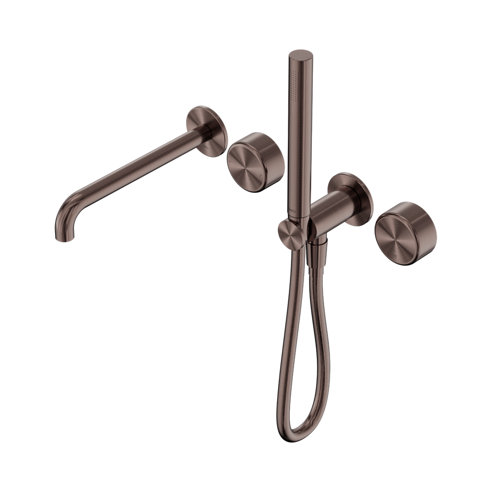 Nero Serenity Progressive Shower System 220mm Spout Slim Shower Trim Kit Only Metal Handle Brushed Bronze 24E084BZ