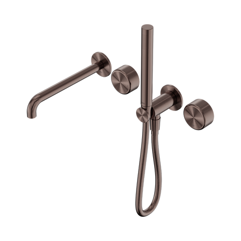 Nero Serenity Progressive Shower System 220mm Spout Slim Shower Trim Kit Only Metal Handle Brushed Bronze 24E084BZ