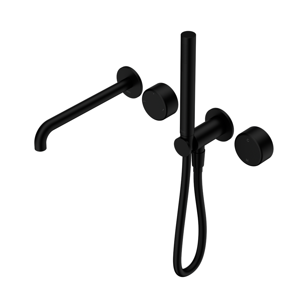 Nero Serenity Progressive Shower System 220mm Spout Slim Shower Trim Kit Only Metal Handle Matte Black 24E084MB