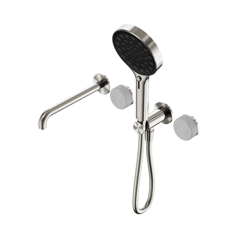 Nero Serenity Progressive Shower System 220mm Spout Serenity Shower Trim Kit Only Carrara Handle Brushed Nickel 24E085BN