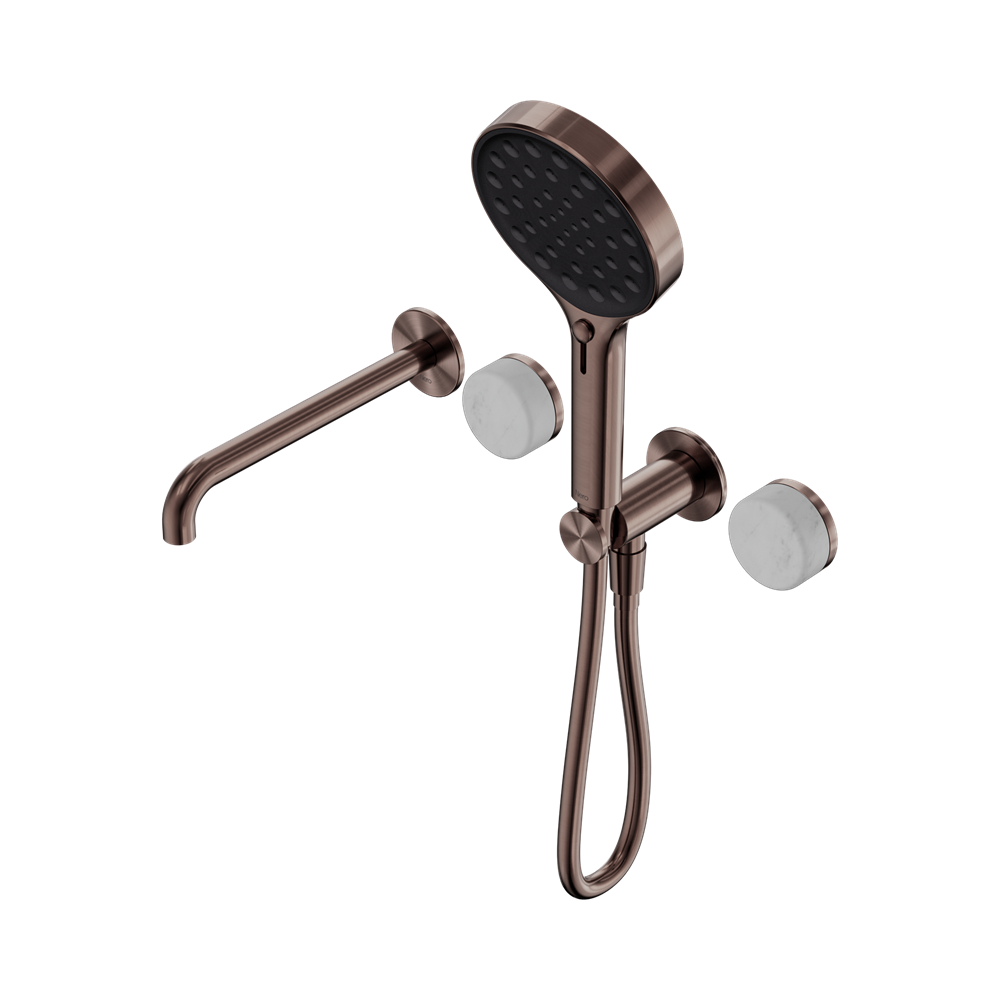 Nero Serenity Progressive Shower System 220mm Spout Serenity Shower Trim Kit Only Carrara Handle Brushed Bronze 24E085BZ