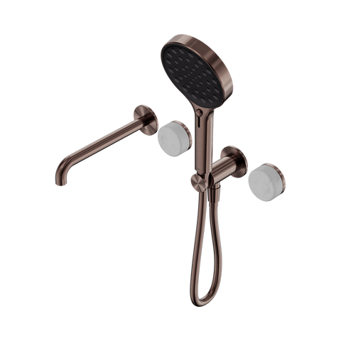 Nero Serenity Progressive Shower System 220mm Spout Serenity Shower Trim Kit Only Carrara Handle Brushed Bronze 24E085BZ