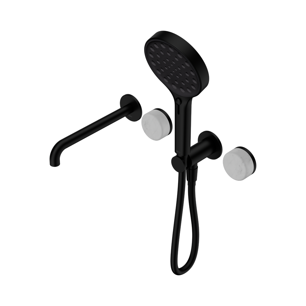 Nero Serenity Progressive Shower System 220mm Spout Serenity Shower Trim Kit Only Carrara Handle Matte Black 24E085MB
