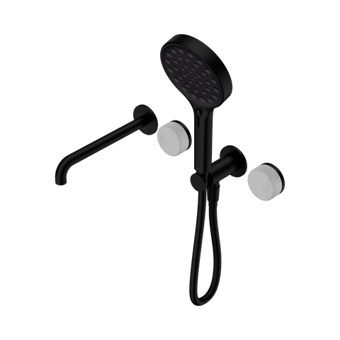 Nero Serenity Progressive Shower System 220mm Spout Serenity Shower Trim Kit Only Carrara Handle Matte Black 24E085MB