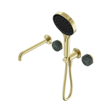 Nero Serenity Progressive Shower System 220mm Spout Serenity Shower Trim Kit Only Verde Alpi Handle Brushed Gold 24E086BG