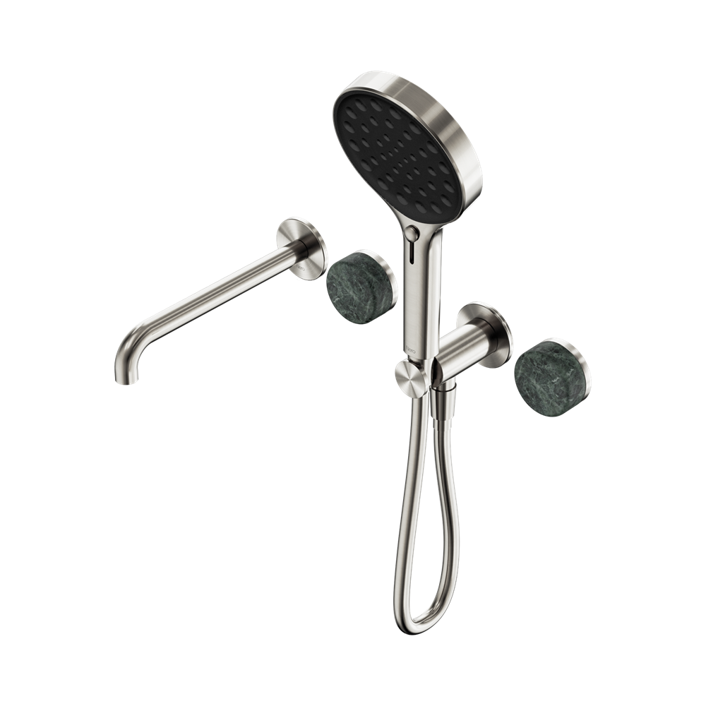 Nero Serenity Progressive Shower System 220mm Spout Serenity Shower Trim Kit Only Verde Alpi Handle Brushed Nickel 24E086BN