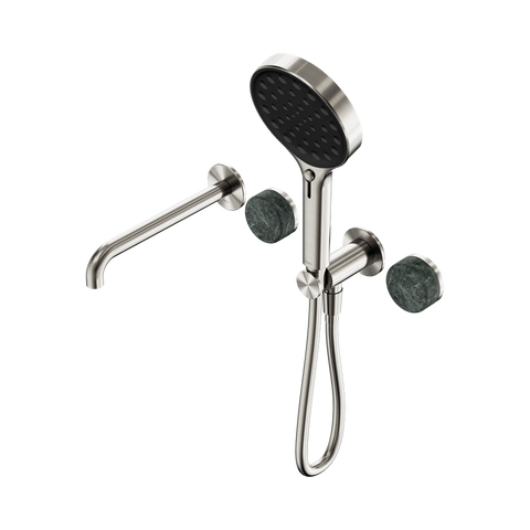 Nero Serenity Progressive Shower System 220mm Spout Serenity Shower Trim Kit Only Verde Alpi Handle Brushed Nickel 24E086BN