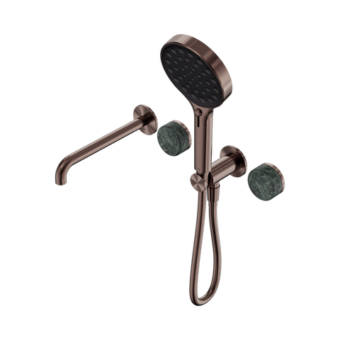 Nero Serenity Progressive Shower System 220mm Spout Serenity Shower Trim Kit Only Verde Alpi Handle Brushed Bronze 24E086BZ