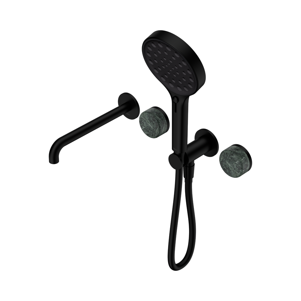 Nero Serenity Progressive Shower System 220mm Spout Serenity Shower Trim Kit Only Verde Alpi Handle Matte Black 24E086MB