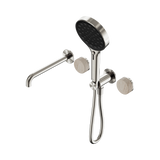 Nero Serenity Progressive Shower System 220mm Spout Serenity Shower Trim Kit Only Rome Travertine Handle Brushed Nickel 24E087BN