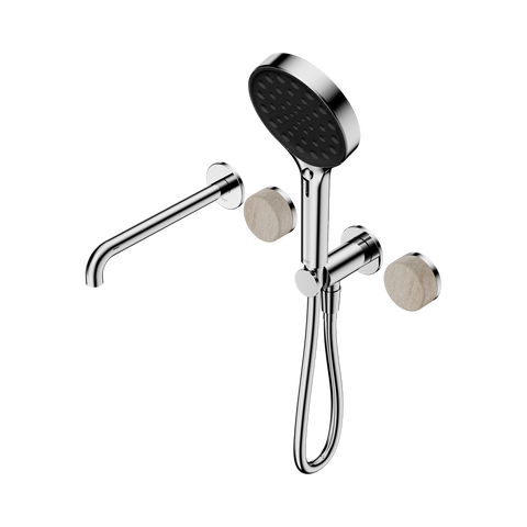 Nero Serenity Progressive Shower System 220mm Spout Serenity Shower Trim Kit Only Rome Travertine Handle Chrome 24E087CH