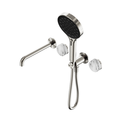 Nero Serenity Progressive Shower System 220mm Spout Serenity Shower Trim Kit Only Arabescato Corchia Handle Brushed Nickel 24E088BN
