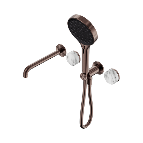 Nero Serenity Progressive Shower System 220mm Spout Serenity Shower Trim Kit Only Arabescato Corchia Handle Brushed Bronze 24E088BZ