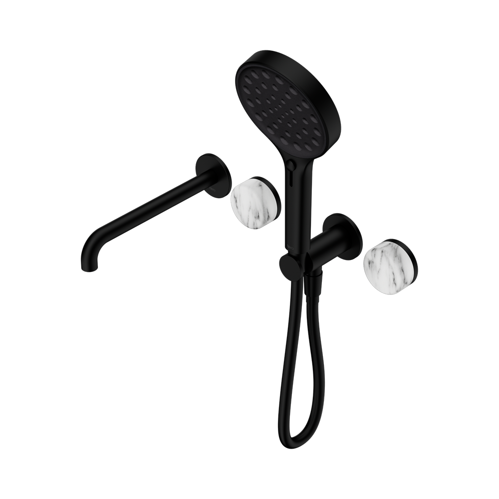 Nero Serenity Progressive Shower System 220mm Spout Serenity Shower Trim Kit Only Arabescato Corchia Handle Matte Black 24E088MB