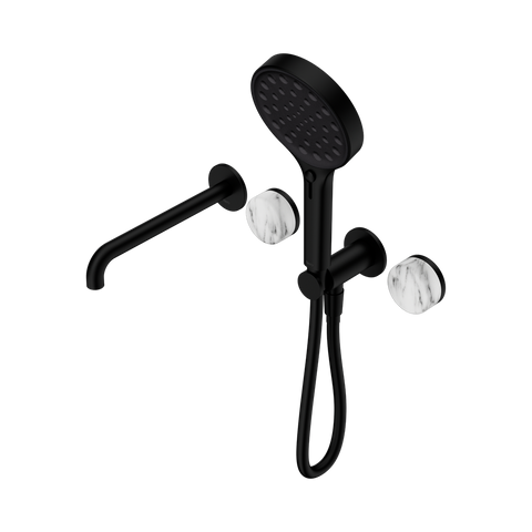 Nero Serenity Progressive Shower System 220mm Spout Serenity Shower Trim Kit Only Arabescato Corchia Handle Matte Black 24E088MB