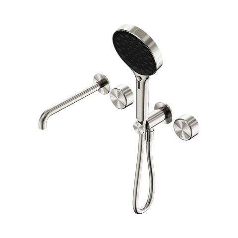 Nero Serenity Progressive Shower System 220mm Spout Serenity Shower Trim Kit Only Metal Handle Brushed Nickel 24E090BN